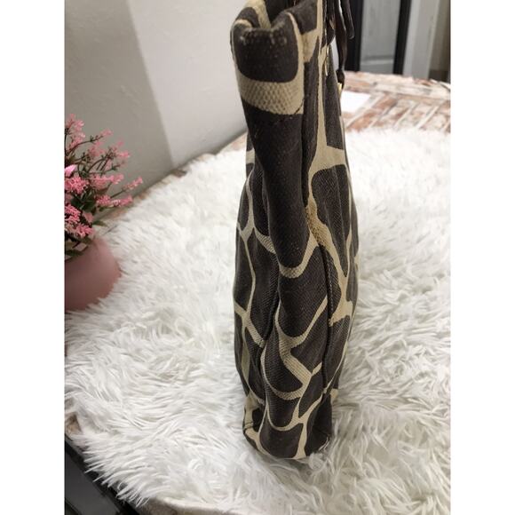 Michael Kors Tote Bag Brown Giraffe Print Canvas Shopper Shoulder Bag Pre-owned - Picture 4 of 11